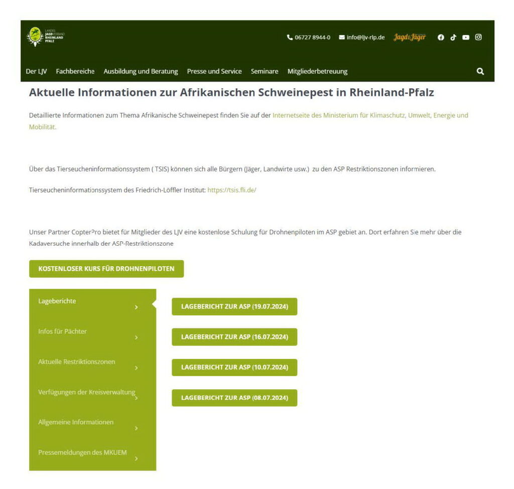 LJV Informationsseite zur ASP - Kreisgruppe Bad Dürkheim-Neustadt